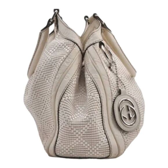 GUCCI Guccissima Sukey Medium Size Tote Bag Straw & Leather Lightly Loved - Picture 2 of 16